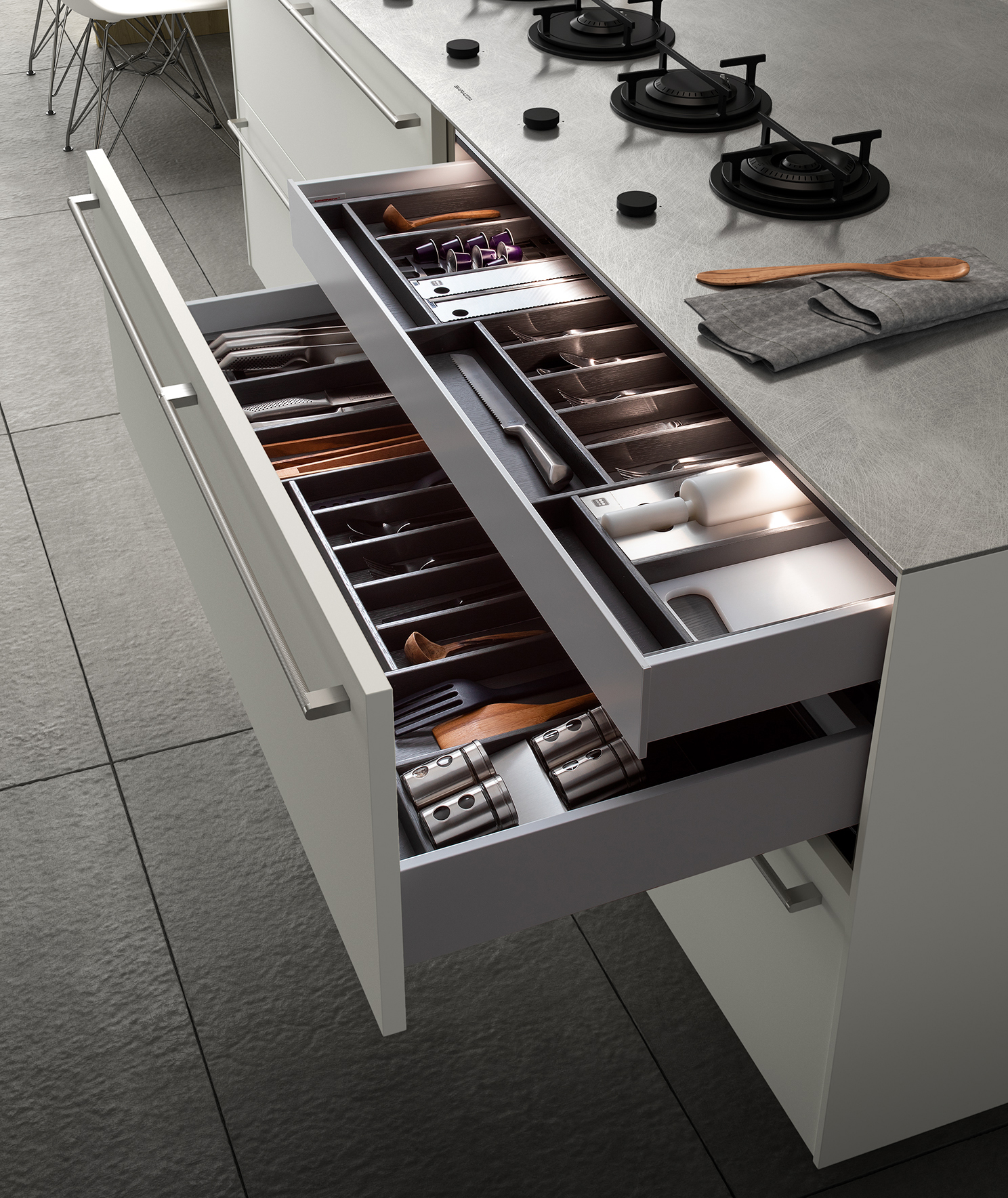 Interior fittings of drawers and deep drawers - Meson's Cucine